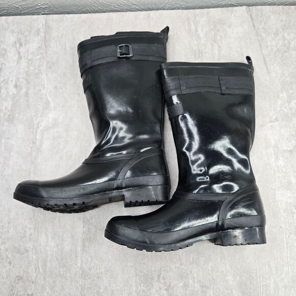 Sperry Rain Boots Black Rubber Fleece Lined Outdoor Equestrian Midcalf Size 7 - Picture 6 of 12